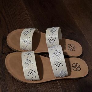 Cream colored rhinestone sandals